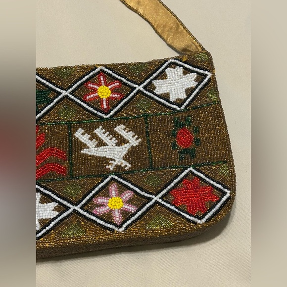 Unique Handcrafted Golden Beaded Purse - Picture 6 of 13